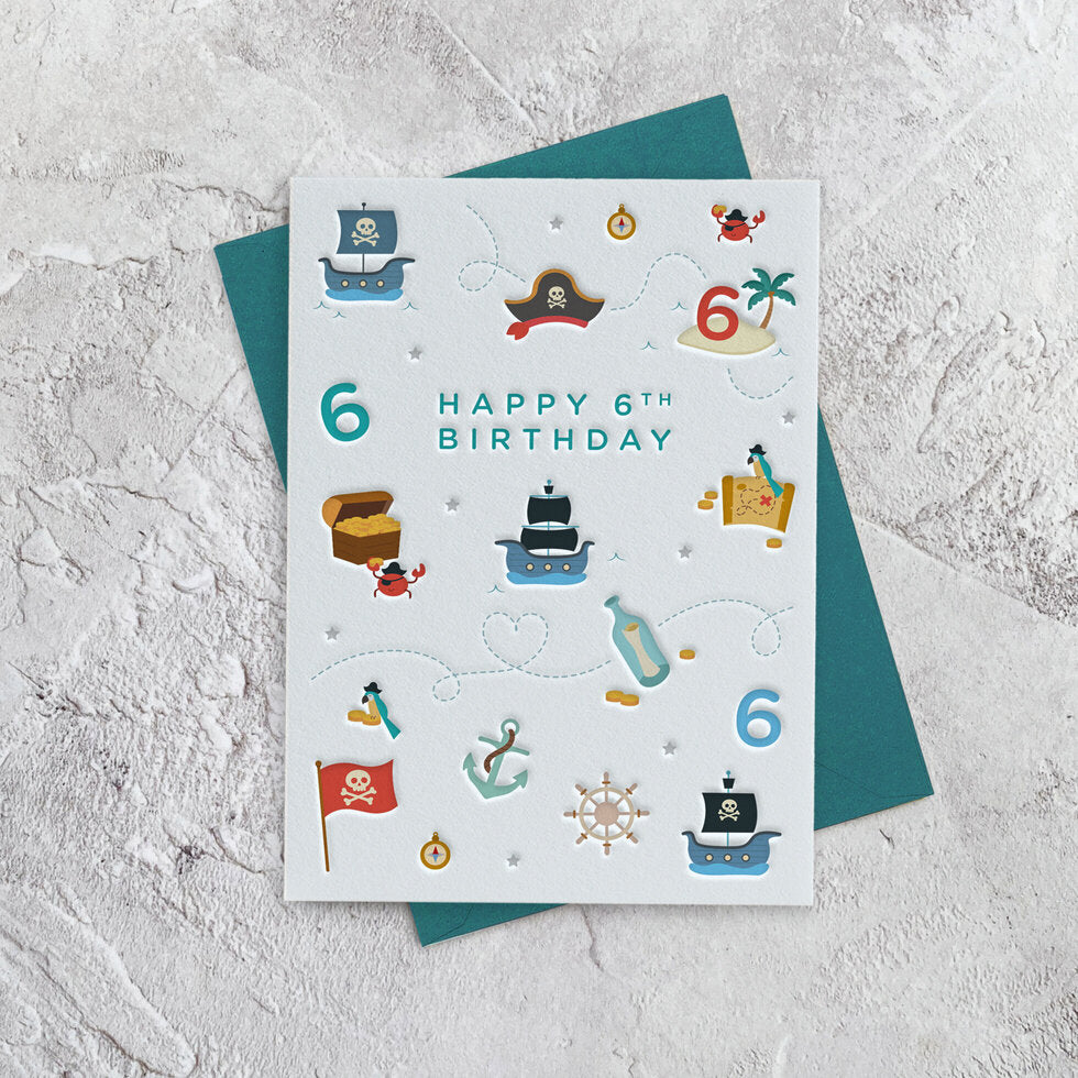 I'mPressed Mini Milestones Age 6 Pirates Birthday Card by Heyyy