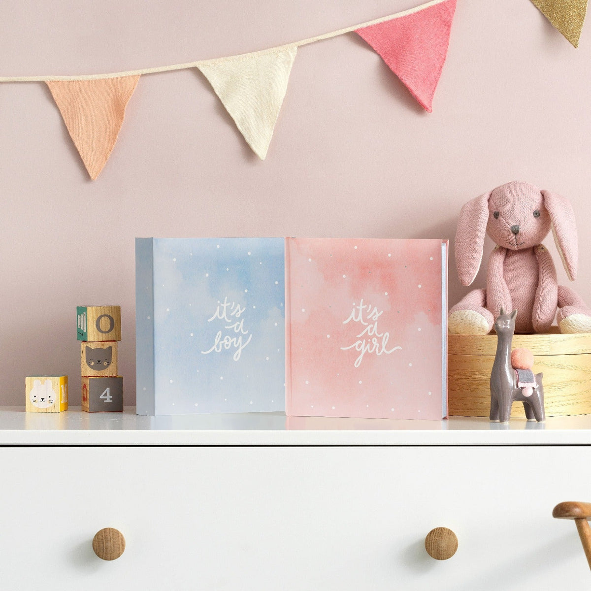 Kenro It's a Boy / It's a Girl Baby Memo Photo Album – pink and blue