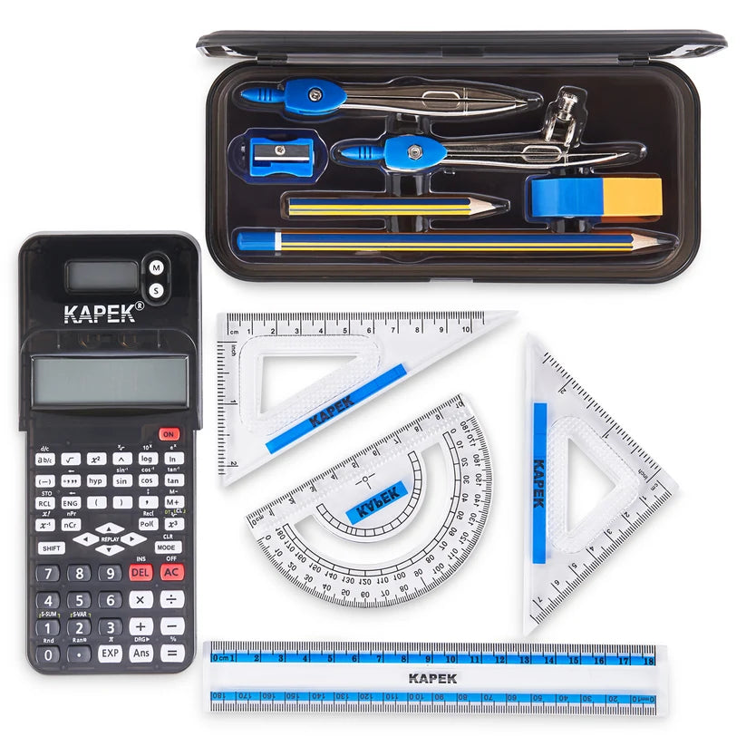 KAPEK Scientific Calculator & Maths Set - Black