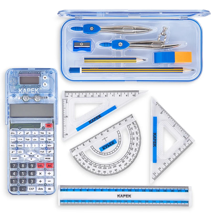 KAPEK Scientific Calculator & Maths Set - Blue