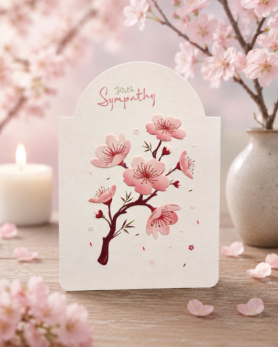 Shapes of Kirinuki - Greetings Card - With Sympathy Blossom Greetings Card