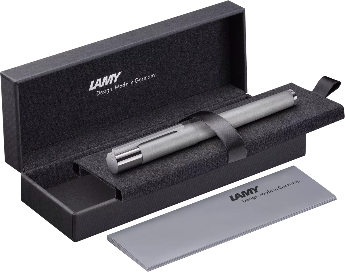 LAMY Scala Rollerball Pen – Brushed Steel | Black Refill, Medium