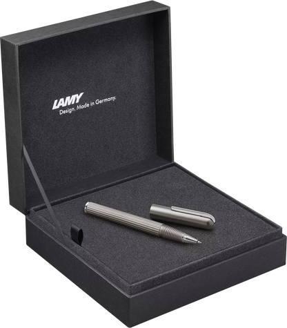 LAMY Imporium Rollerball Pen – Titanium & Platinum | Black Refill, Medium