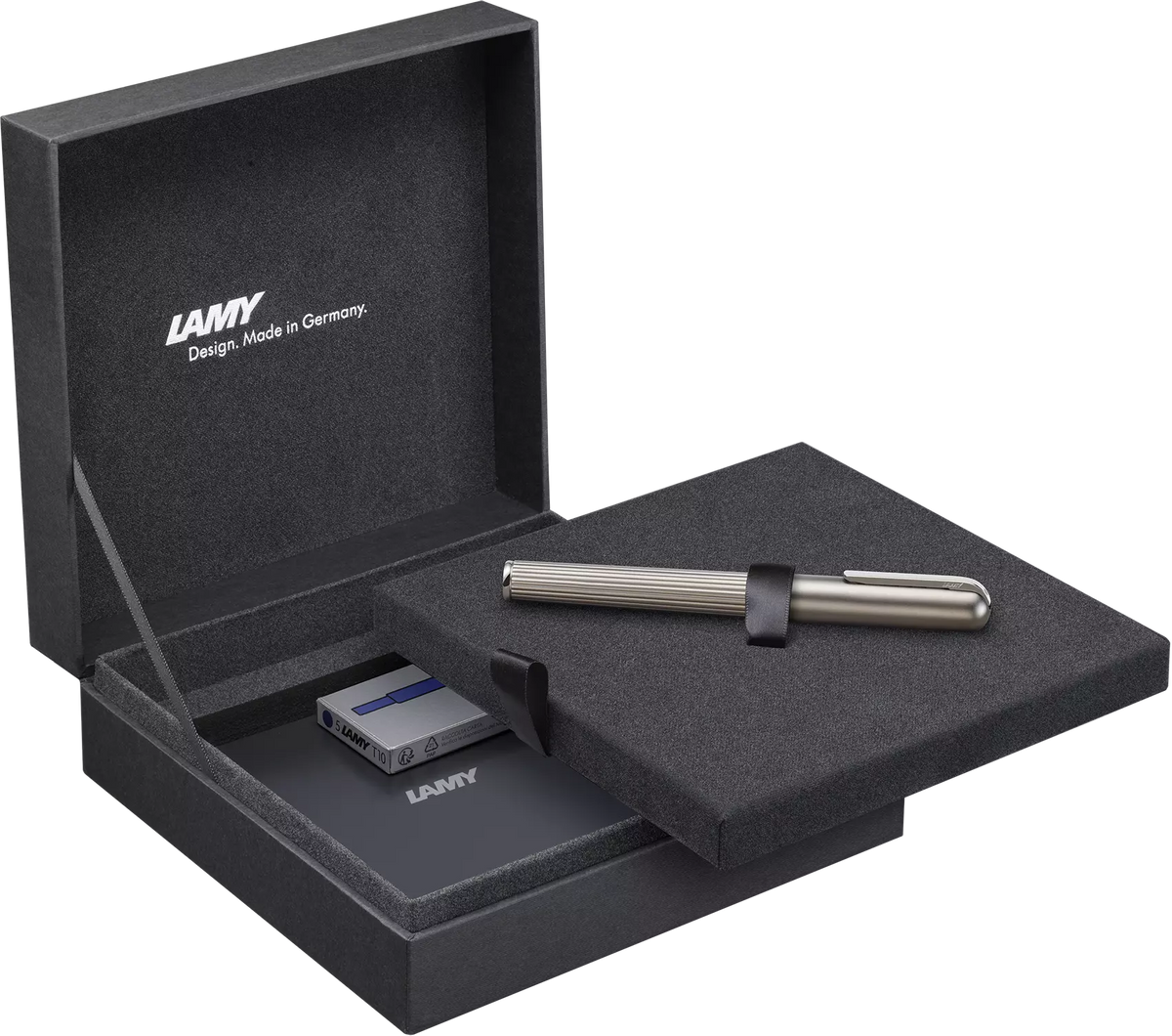 LAMY Imporium Rollerball Pen – Titanium & Platinum | Black Refill, Medium