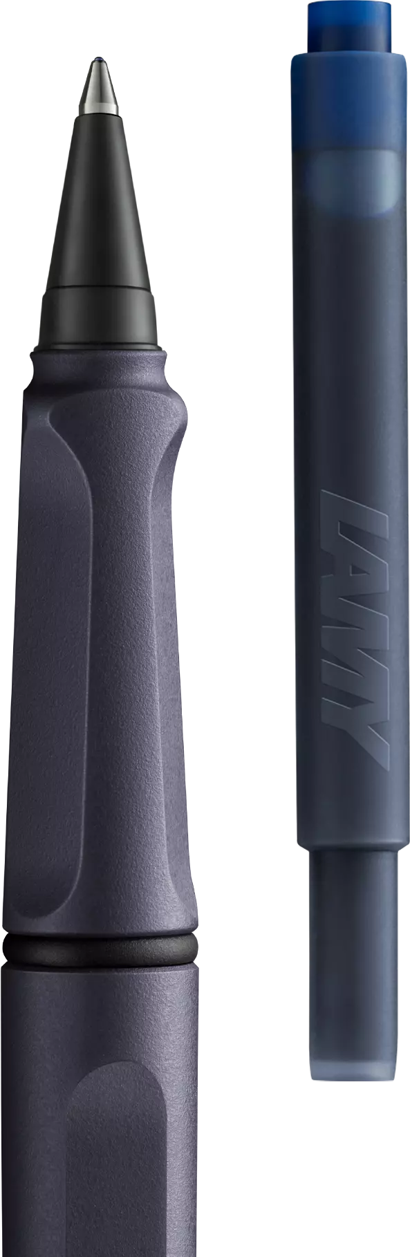 LAMY Safari Roll-Ink Cartridge Rollerball Pen – Steel Black | Medium Tip