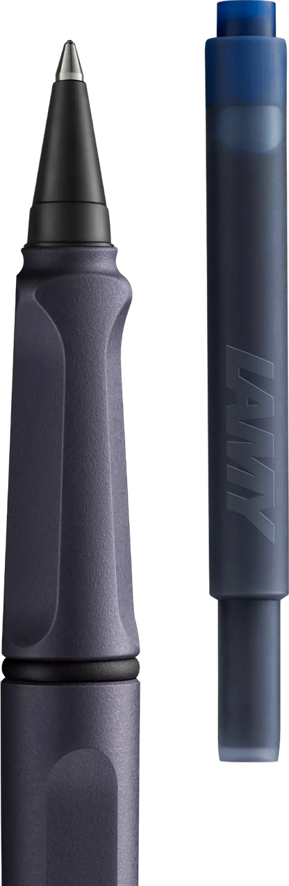 LAMY Safari Roll-Ink Cartridge Rollerball Pen – Steel Black | Medium Tip
