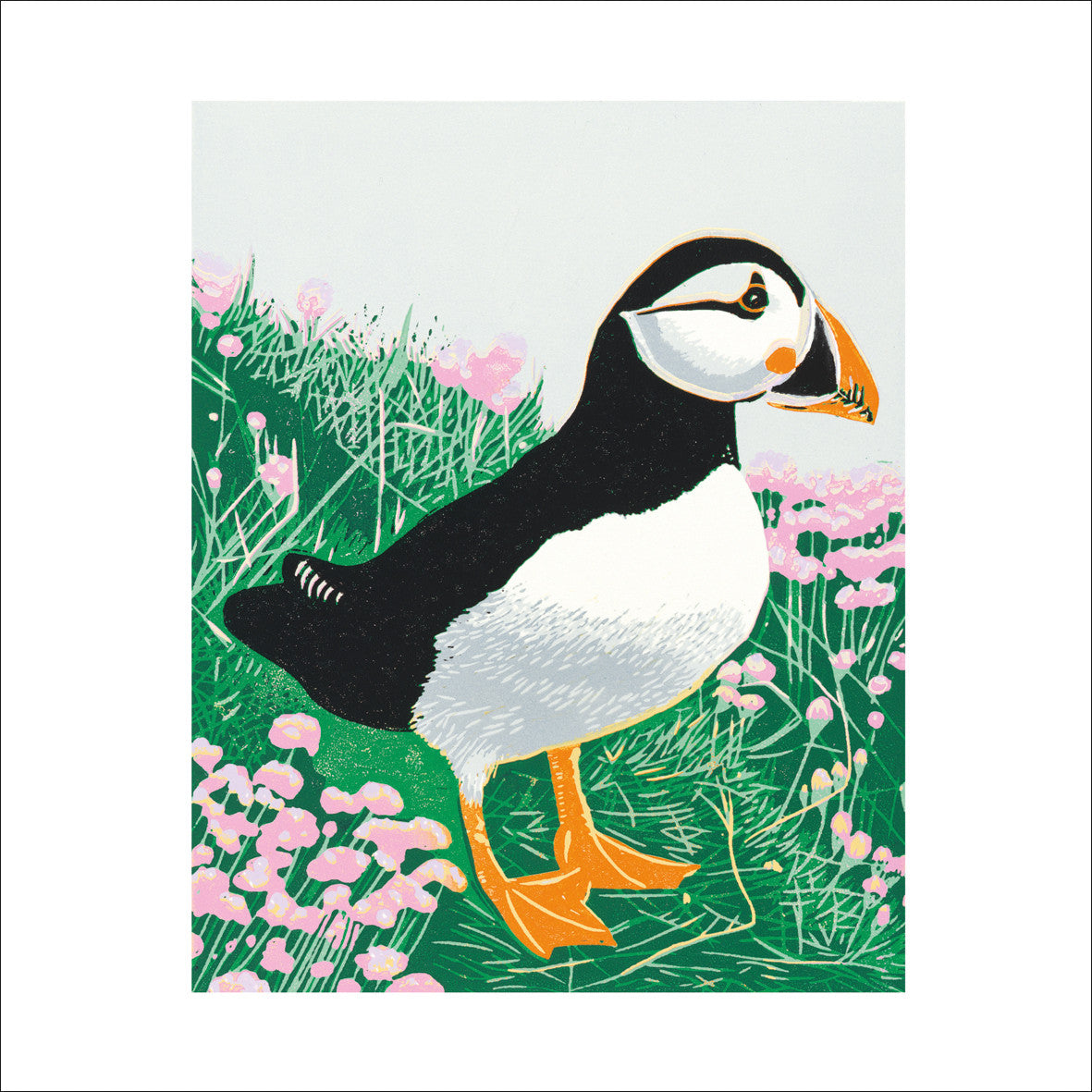 Puffins & Sea Pinks Card by Lindsay Perrett