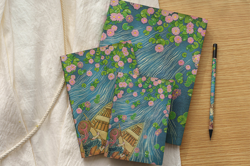 Paperblanks Lotus River Mini Softback Flexi Journal – Plain, 208 Pages – design detail