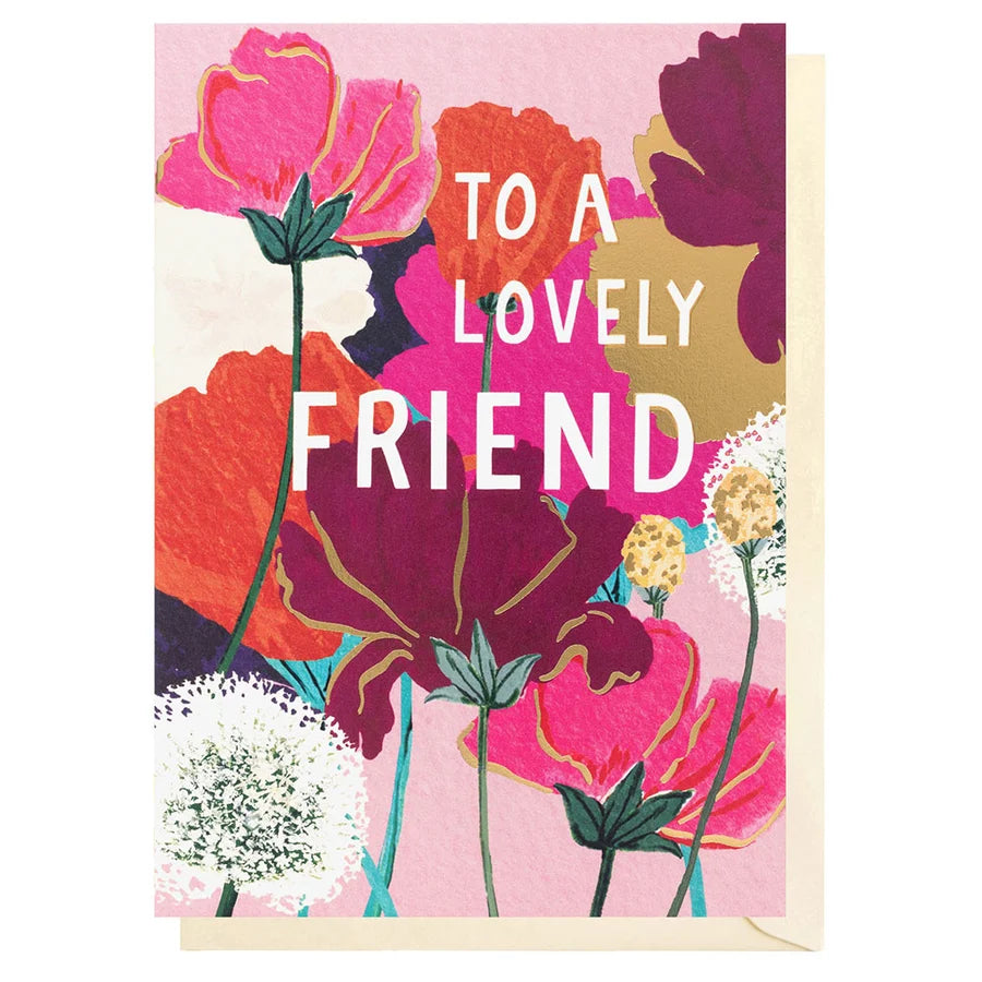 Lovely Friend Pink Flowers Greetings Card