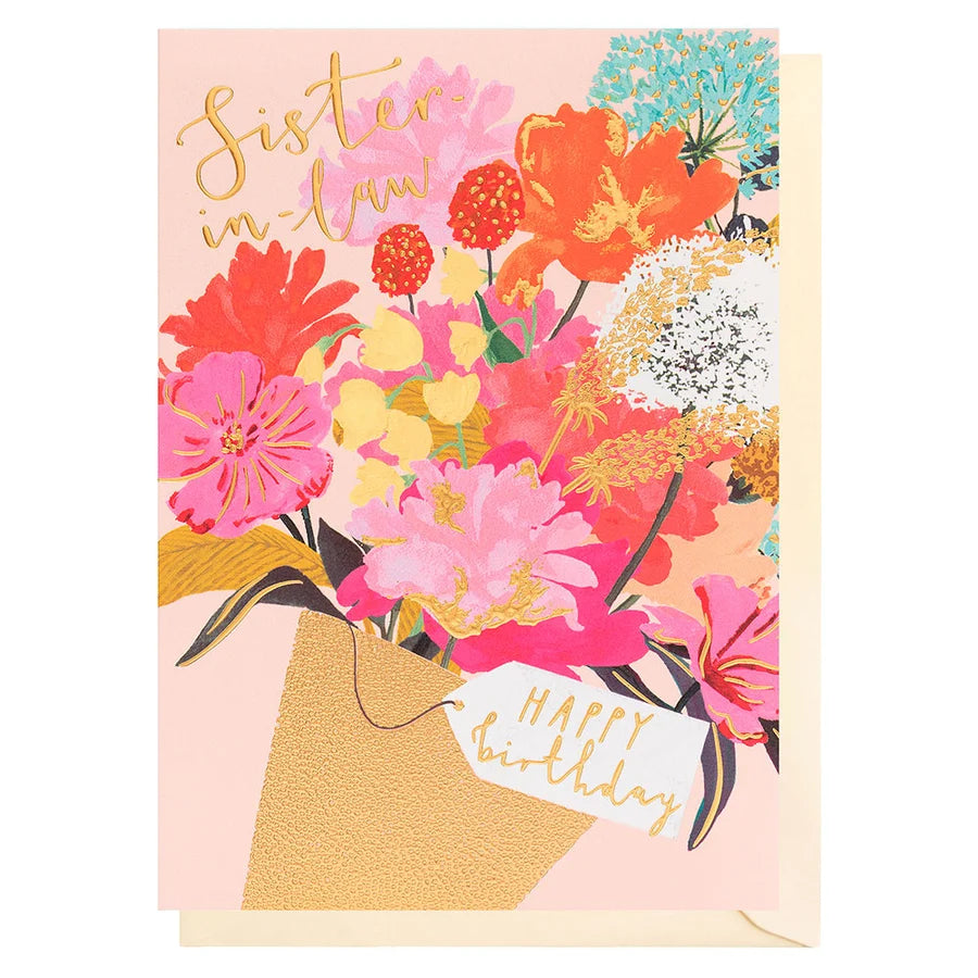 Sister-in-Law Bouquet Of Flowers Greetings Card