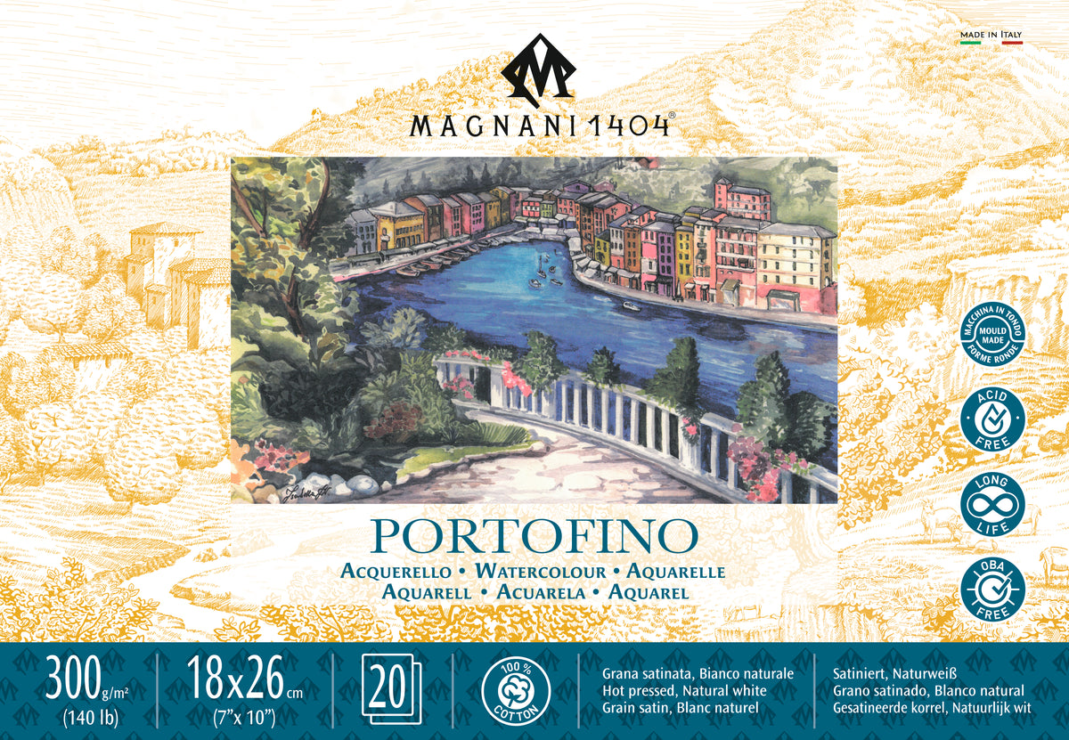 Magnani 1404 Portofino Hot Pressed Watercolour Block 300gsm – 18 x 26cm