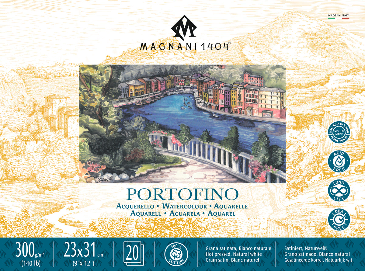 Magnani 1404 Portofino Hot Pressed Watercolour Block 300gsm – 23 x 31cm