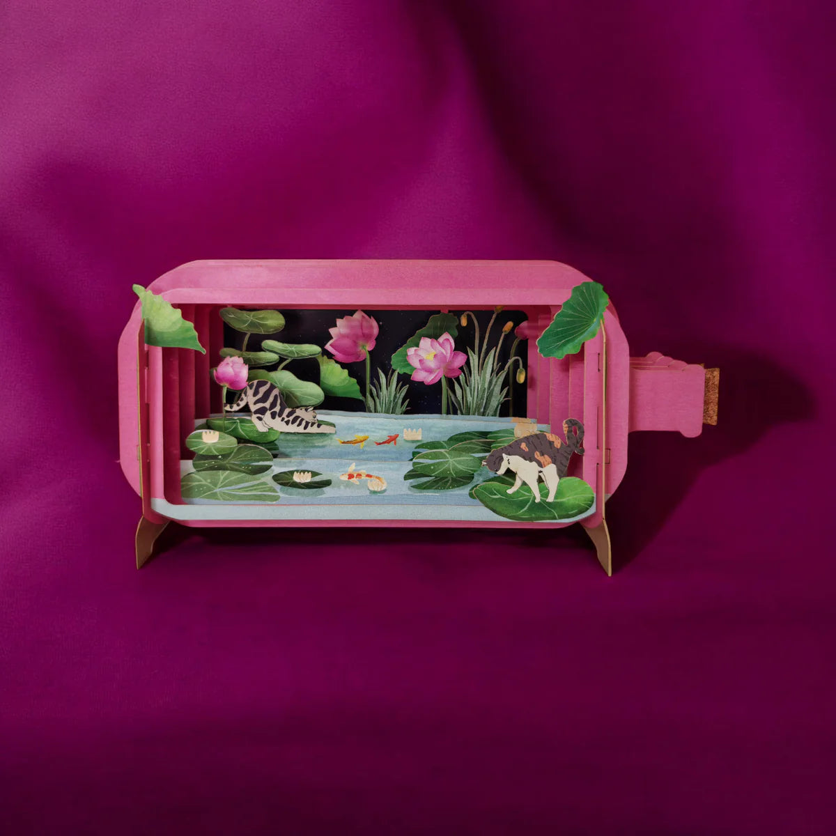 Message In A Bottle - Cats and Lotus Flowers