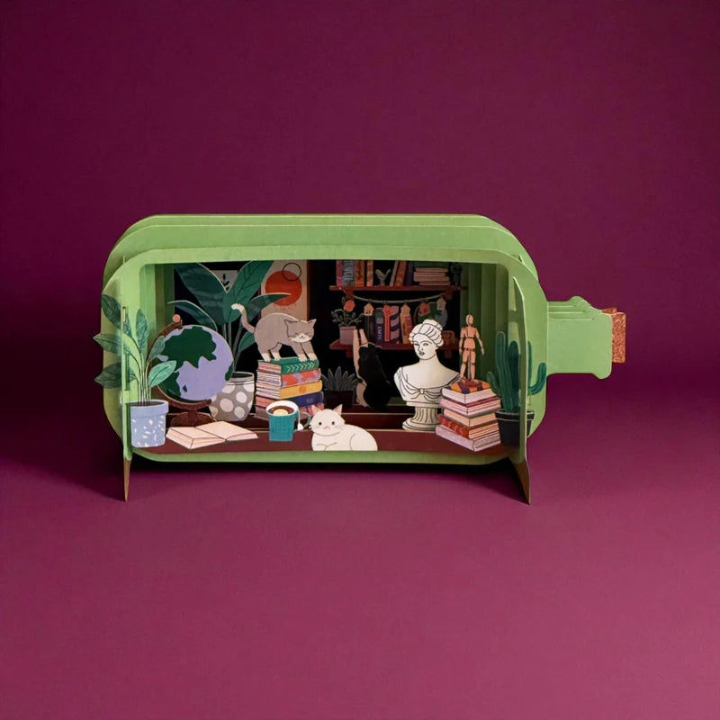 Message in a Bottle - Cat and Books