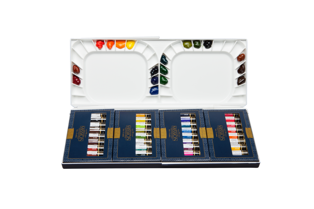 Mijello Mission Gold Watercolour Set – 36 x 7ml with Silver Nano Palette