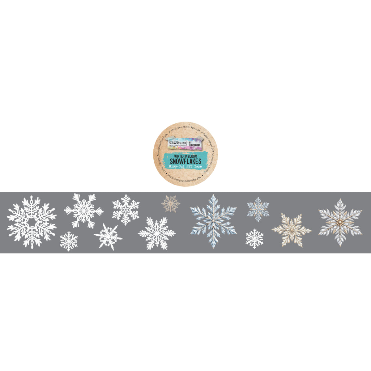 TEXT{ures} Winter in Bloom Snowflakes Kiss-Cut PET Tape