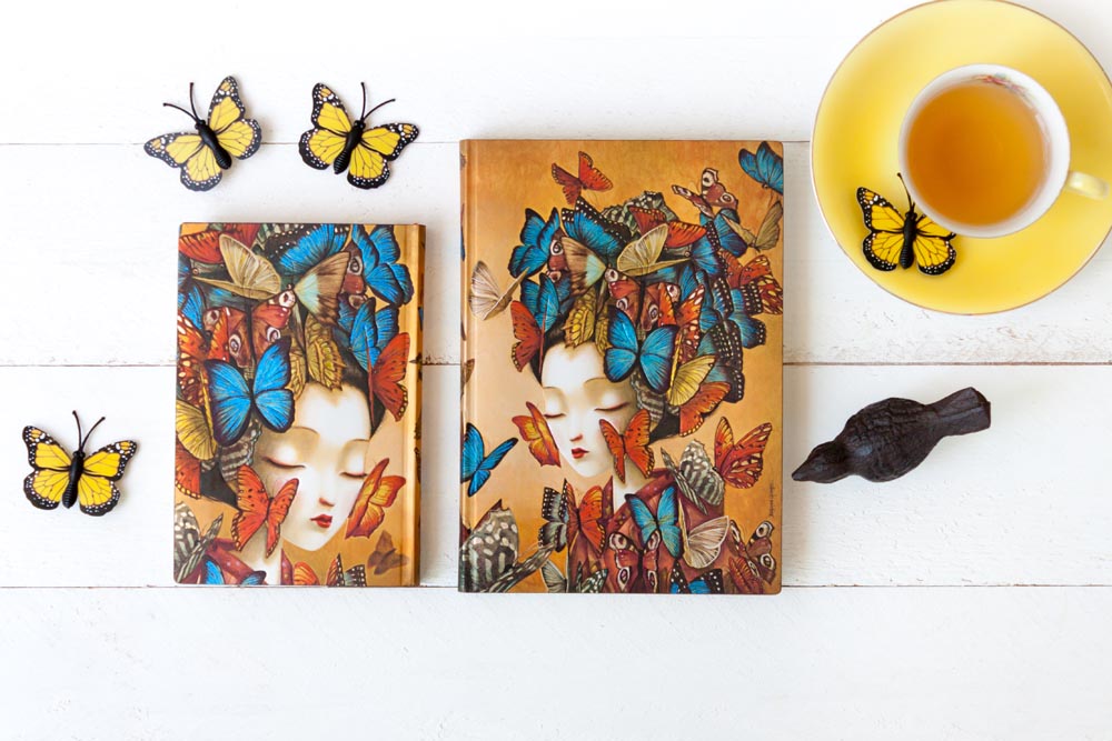 Paperblanks Madame Butterfly Mini Softback Flexi Journal – Lined, 208 Pages – design detail