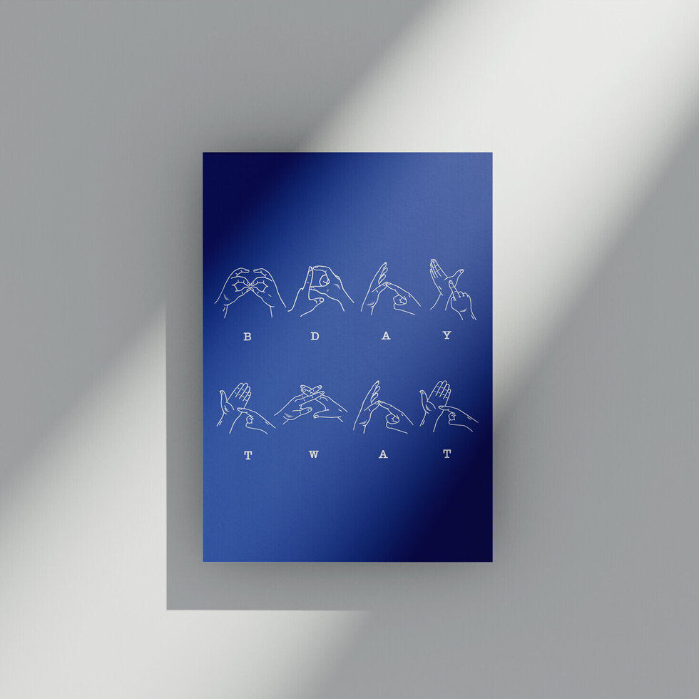 Two Finger Salute BSL Birthday Tw*t Birthday Card by Heyyy