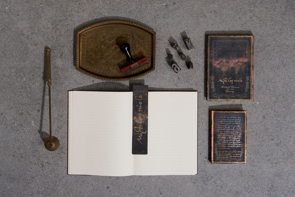 Paperblanks Michelangelo, Handwriting Midi Softback Flexi Journal – Lined, 176 Pages – design detail