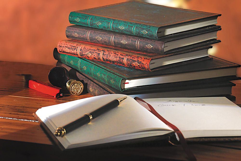 Paperblanks Midnight Steel Midi Hardback Journal – Lined, 144 Pages – design detail