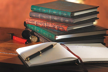 Paperblanks Midnight Steel Midi Hardback Journal – Lined, 144 Pages – design detail