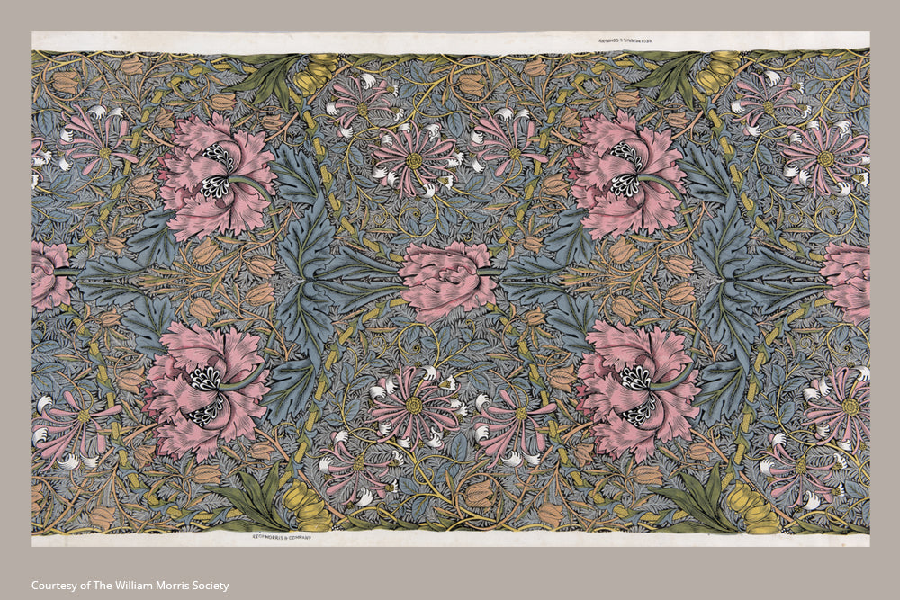 Paperblanks Morris Pink Honeysuckle Pencil Case – design detail