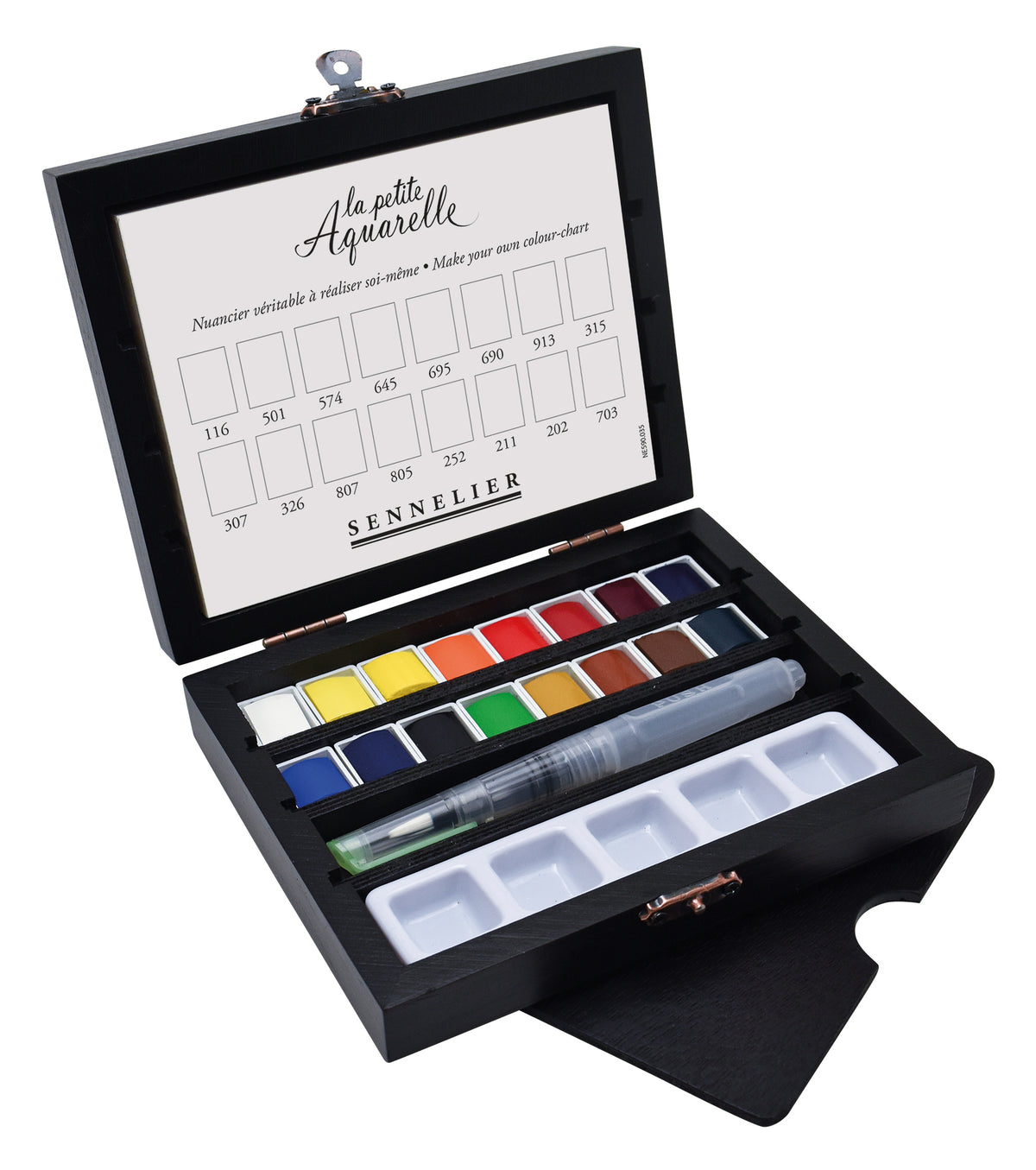 Sennelier La Petite Aquarelle Black Box Set – 16 Half Pans with Brush