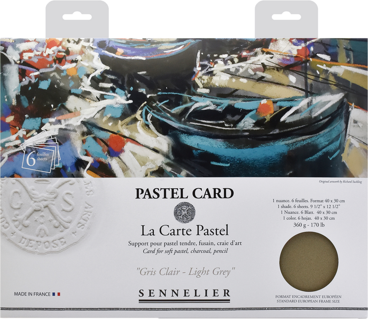 Sennelier La Carte Pastel Card 30 x 40cm, Pack of 6 Sheets – Light Grey