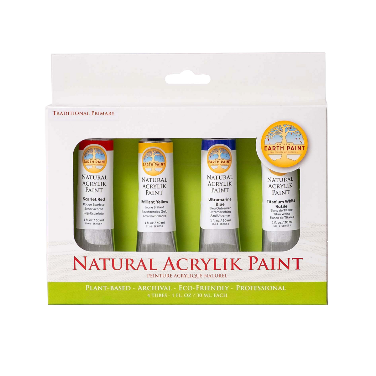 Natural Earth Paint Acrylik Traditional Primary Box Set – 4 x 59ml