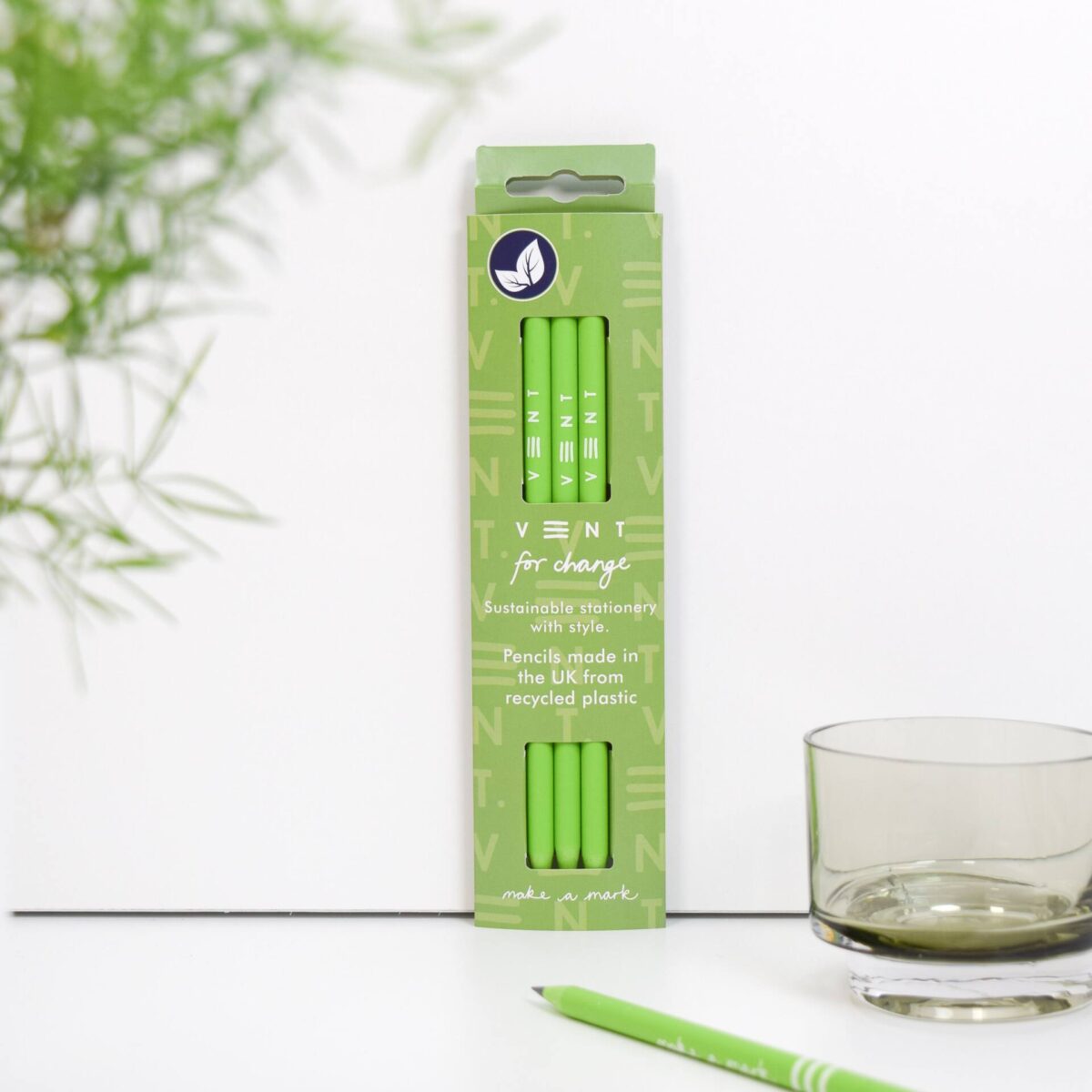 VENT Make a Mark Recycled Pencils, Pack of 3 – Green