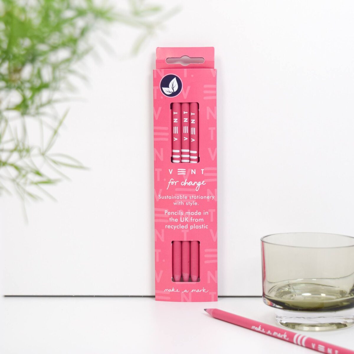 VENT Make a Mark Recycled Pencils, Pack of 3 – Pink