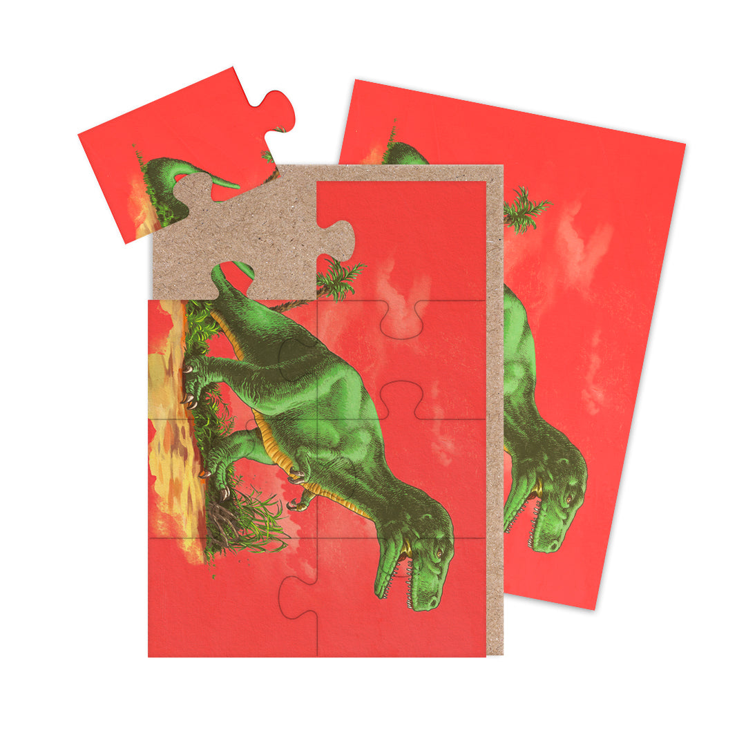 T-Rex jigsaw greeting card by Ohh Deer