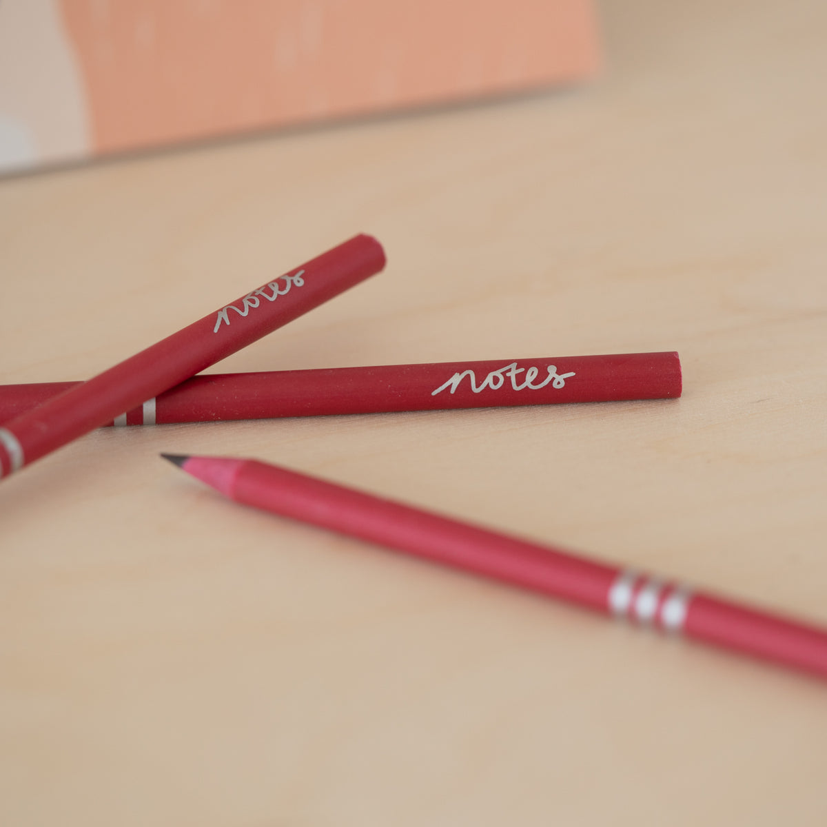 VENT NOTES Recycled Pencils, Pack of 3 – Geranium (Coral Sleeve)