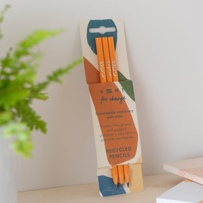VENT NOTES Recycled Pencils, Pack of 3 – Clementine (Earth Sleeve)