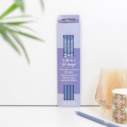 VENT OCEAN Recycled Pencils, Pack of 3 – Sea Blue