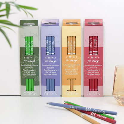 VENT OCEAN Recycled Pencils, Pack of 3 – Coral Pink