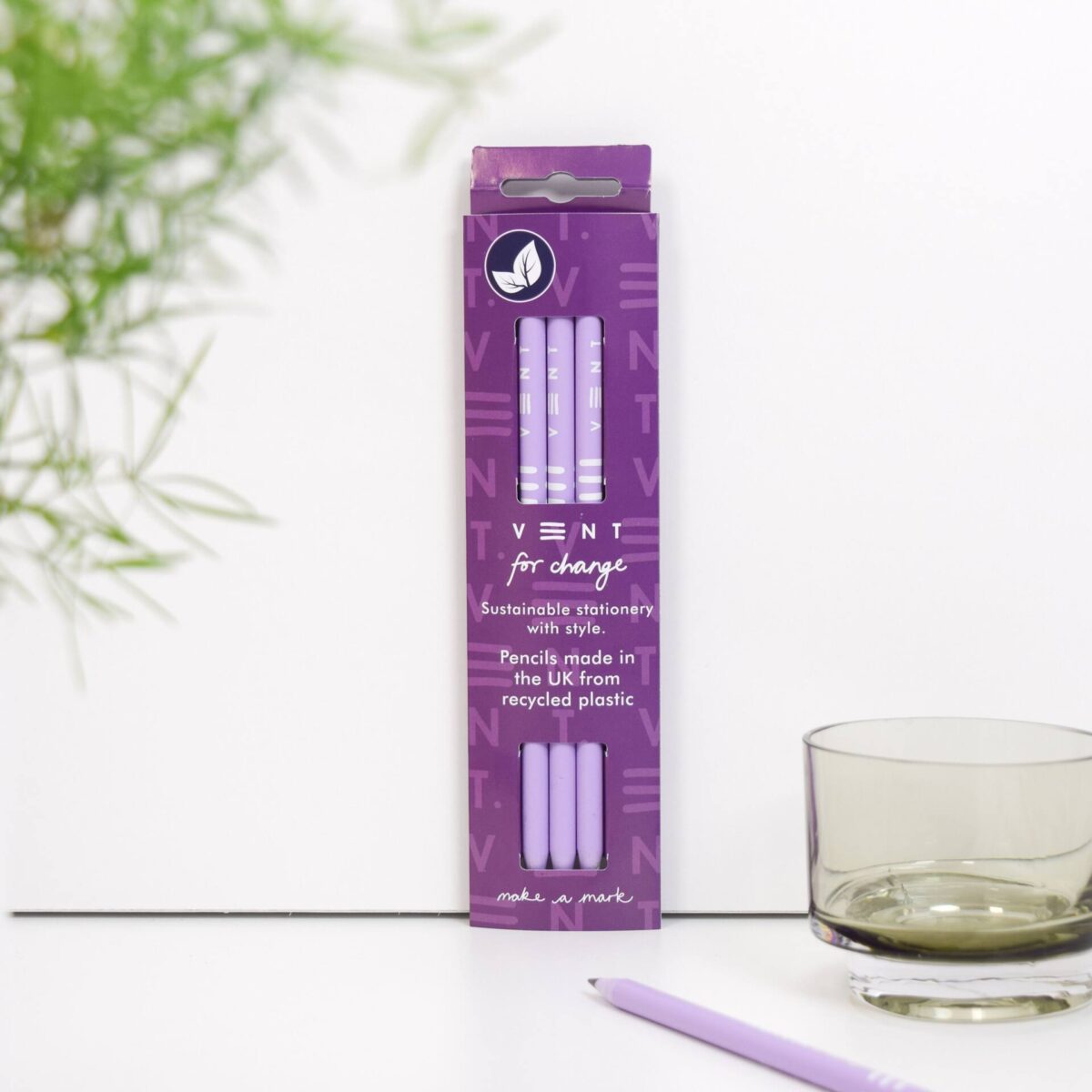 VENT Make a Mark Recycled Pencils, Pack of 3 – Purple