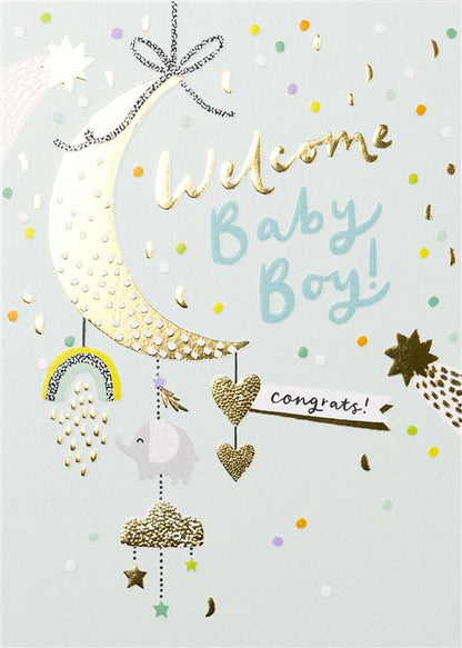 Welcome Baby Boy Greetings Card