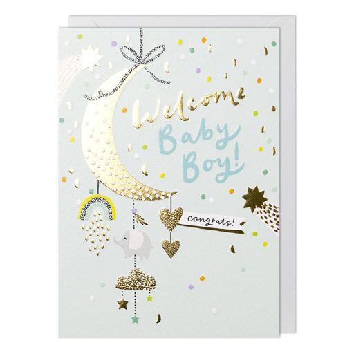 Welcome Baby Boy Greetings Card