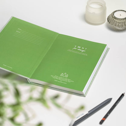 VENT OCEAN A5 Hardback Notebook, Recycled Ocean Plastic Cover – Algae Green