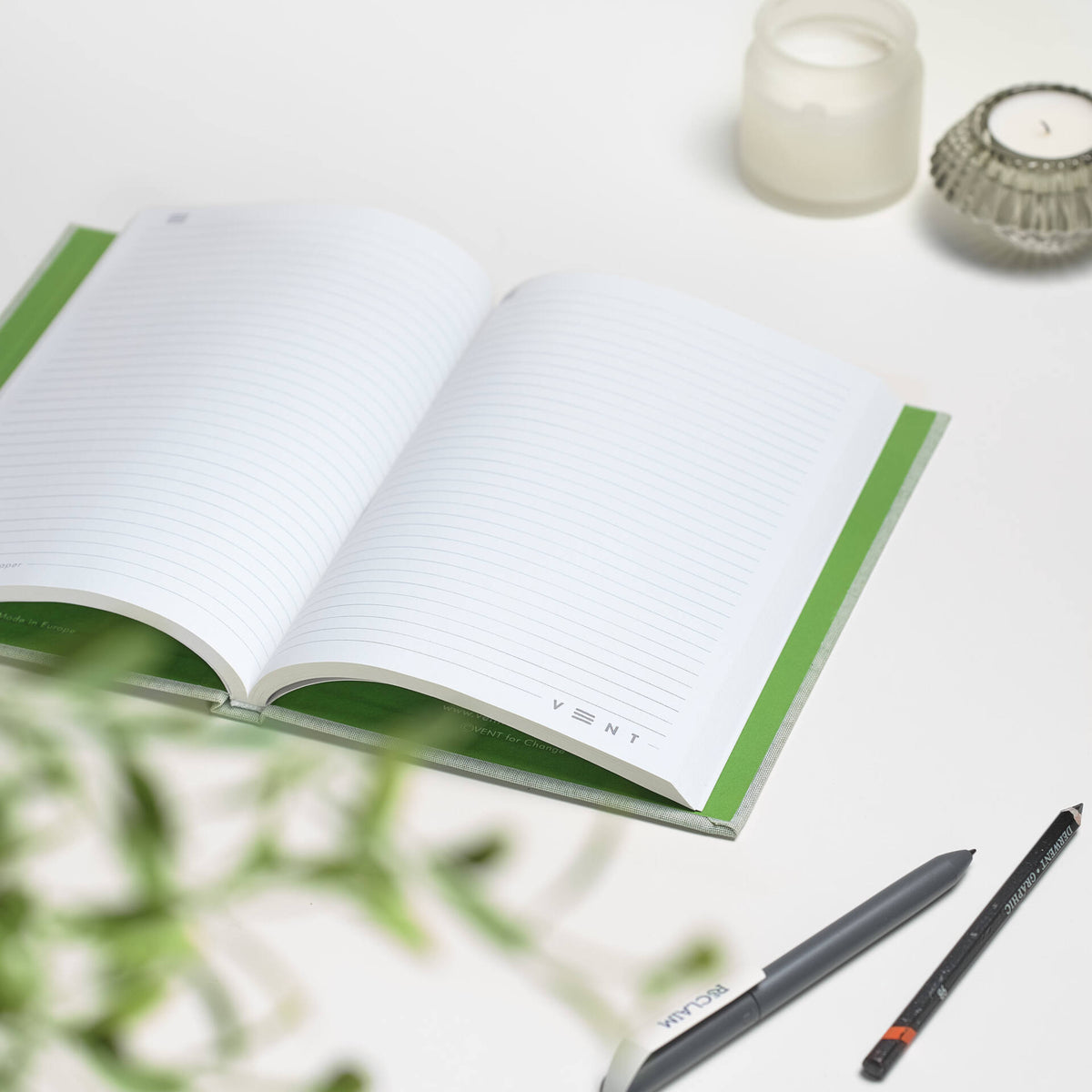 VENT OCEAN A5 Hardback Notebook, Recycled Ocean Plastic Cover – Algae Green