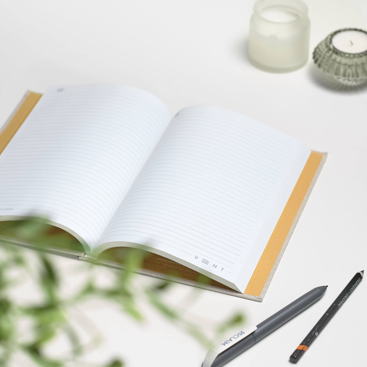 VENT OCEAN A5 Hardback Notebook, Recycled Ocean Plastic Cover – Sandy Yellow