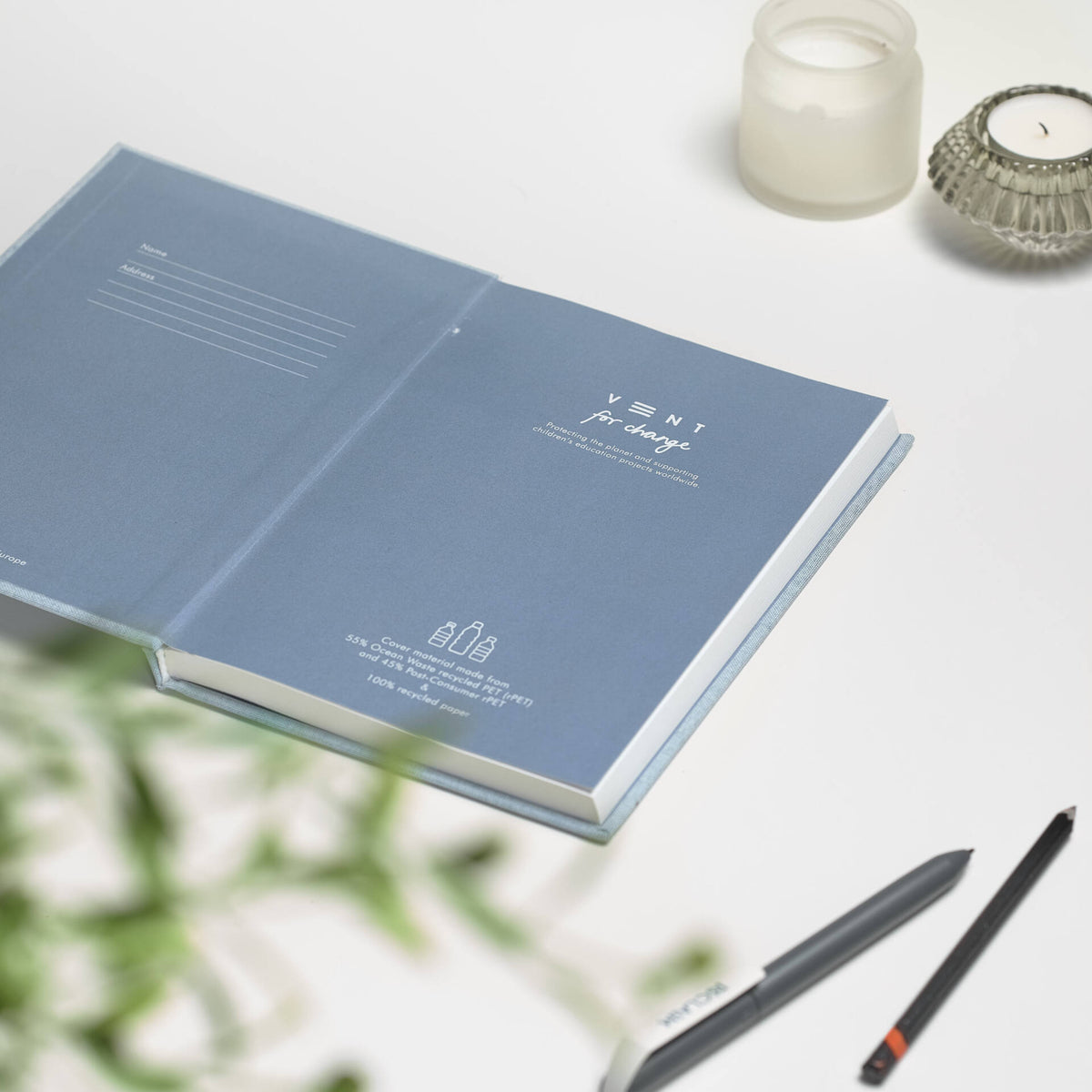 VENT OCEAN A5 Hardback Notebook, Recycled Ocean Plastic Cover – Sea Blue