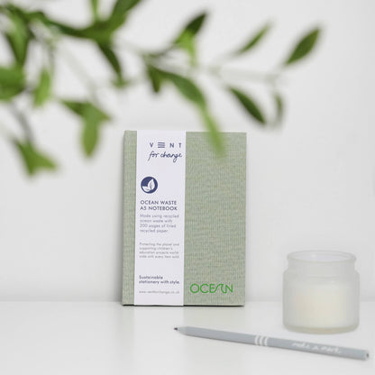 VENT OCEAN A5 Hardback Notebook, Recycled Ocean Plastic Cover – Algae Green