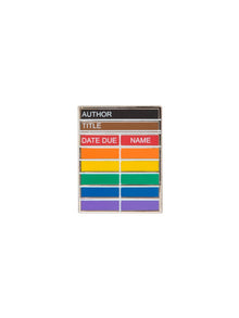 Out of Print Library Card Pride enamel pin