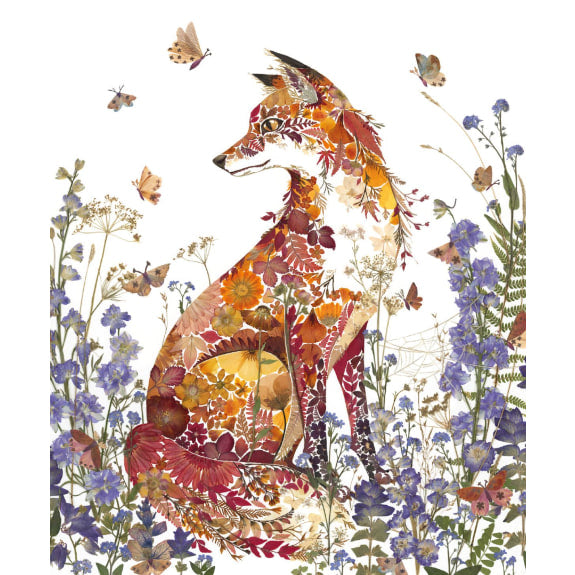 Fox Amongst The Flowers by Helen Ahpornsiri Greetings Card