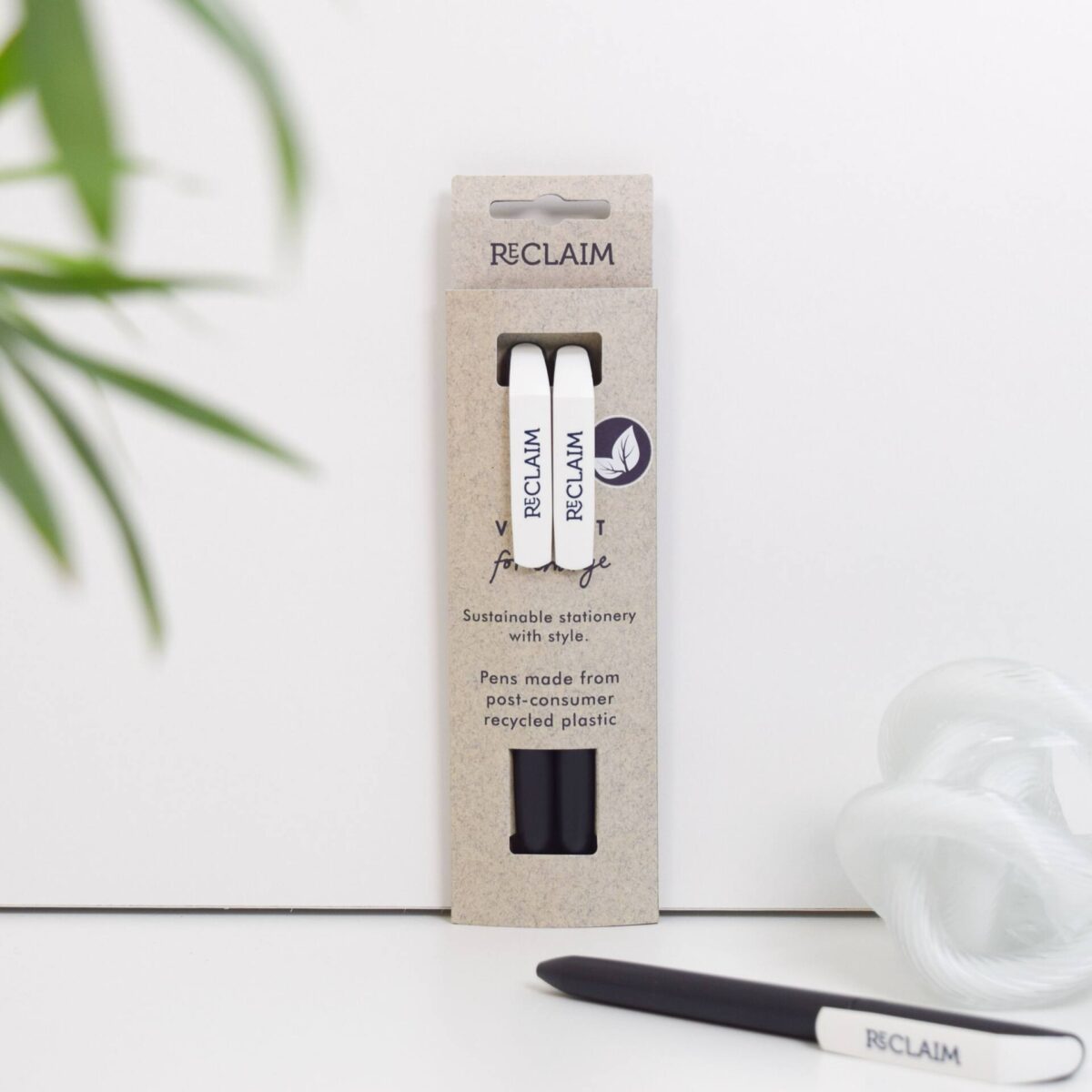 VENT RECLAIM Recycled Ballpoint Pens – Black Ink, Pearl Sleeve
