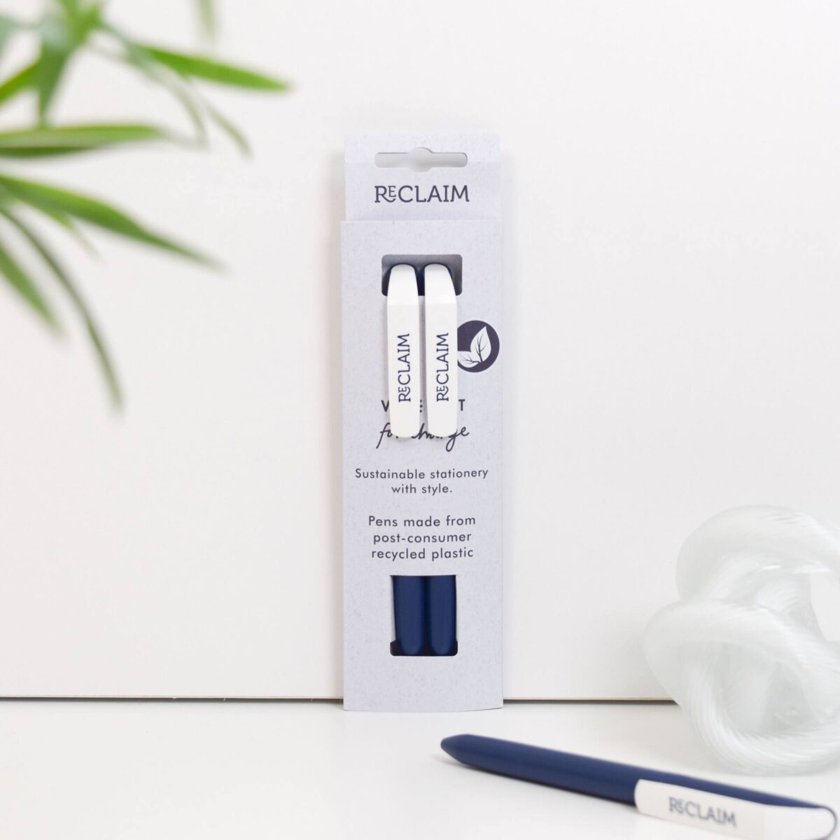 VENT RECLAIM Recycled Ballpoint Pens – Blue Ink, White Sleeve