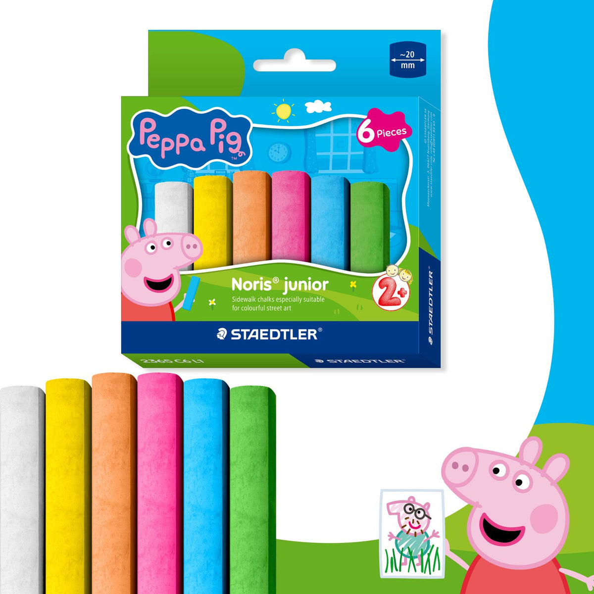 Staedtler Noris Junior x Peppa Pig Pavement Chalk – Pack of 6 Assorted Colours