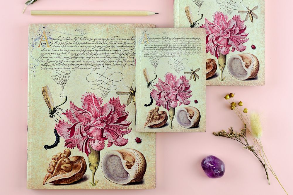 Paperblanks Pink Carnation Mini Softback Flexi Journal – Lined, 208 Pages – design detail